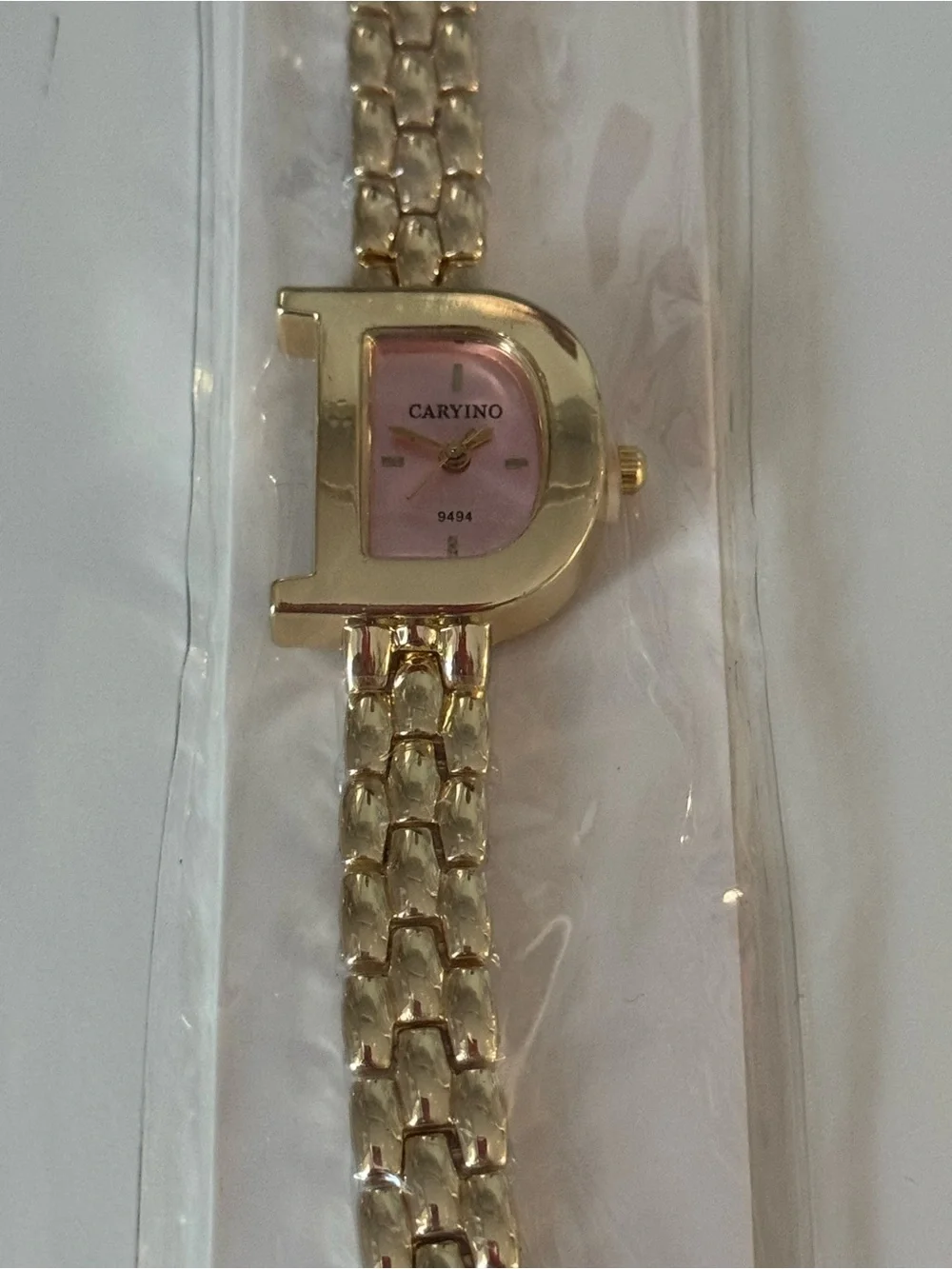 Gold-Tone Pink Dial Women's Bracelet Watch